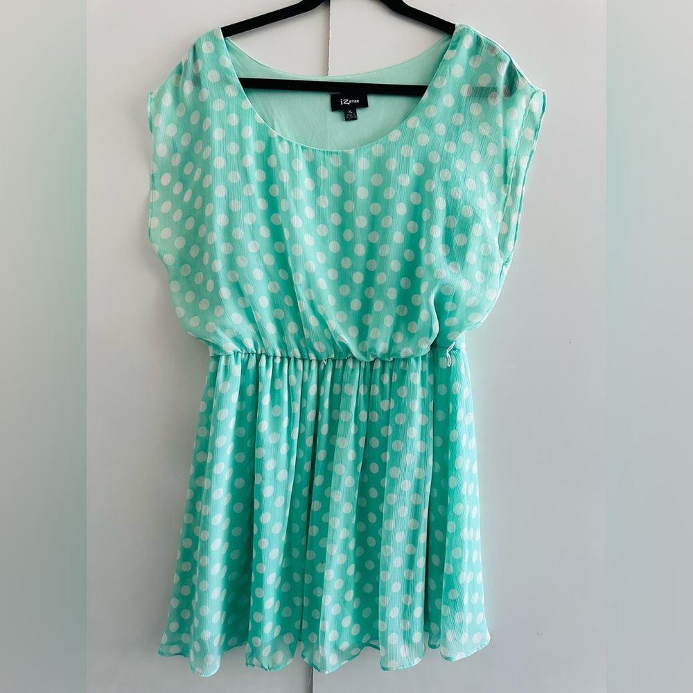 iz byer dress in mint green polkadot  sz XL flowy cute spring outfit  summer